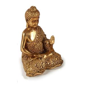 Arte r Boeddha beeld polyresin goud 18 cm voor binnen met hand -