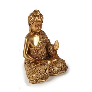 Arte r Boeddha beeld polyresin goud 18 cm voor binnen rust houding -