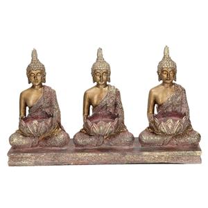 3x Goud boeddha beeldjes met waxine/theelicht houder 17 cm -