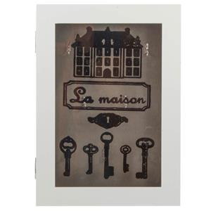 Items Houten sleutelkast/sleutelkluis wit La Maison 23 x 32 cm -