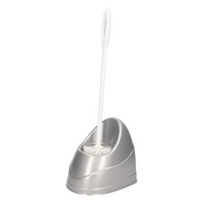 Forte Plastics Zilveren toiletborstels/wc-borstels met houder kunststof 45 cm -