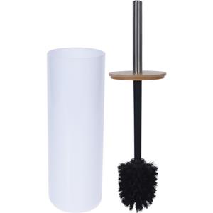 Plastic toiletborstelhouder met bamboe 26 cm -
