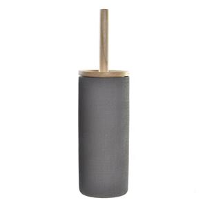 Items WC/Toiletborstel in houder polystone grijs x 10 cm -