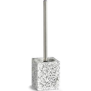 Zeller WC/toiletborstel in houder - kunststeen - terrazzo - 10 x cm -