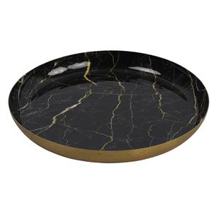 Countryfield Kaarsenplateau/kaarsenbord Marble - Metaal - zwart/goud - Dia 26 cm -