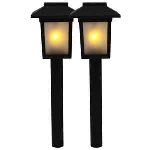 2x Tuinlamp fakkel / tuinverlichting met vlam effect 34,5 cm -