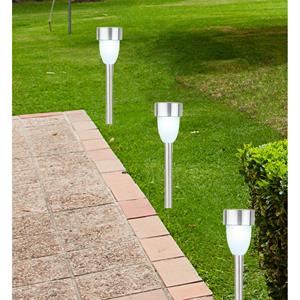 Lumineo 6x Buiten/tuin Led zilveren stekers solar verlichting 36 cm -