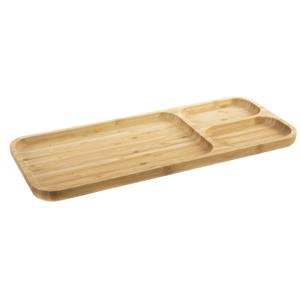 Items Bamboe houten 3-vaks serveerplank/serveerbord x 16 x 2 cm -