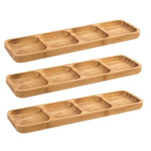 Items 3x stuks bamboe houten serveerplankjes/borrelplankjes/sausplankjes 33 x 10 cm -