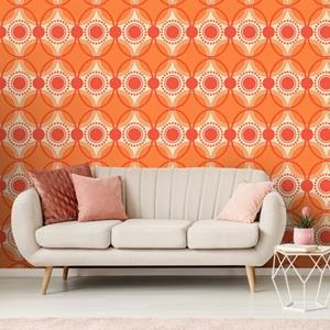 Praxis Seventies Fotobehang Print S703c9 Oranje Beige 418,5x270cm