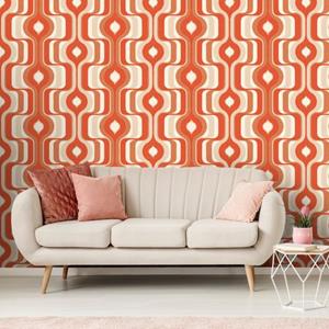 Praxis Seventies Fotobehang Print S708b9 Oranje Beige 418,5x270cm