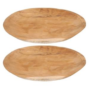 2x Teak houten serveerschalen/serveerbladen cm -