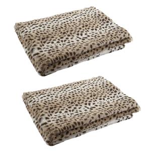 Items 2x stuks fleece dekens luipaard/panter dierenprint 150 x 200 cm -