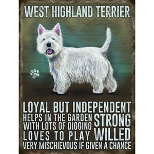 Merkloos Metalen wand bord West Higland terrier -