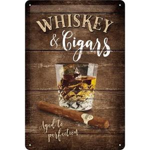 Merkloos Metalen muurplaatje Whisky and Cigars 20 x 30 cm -