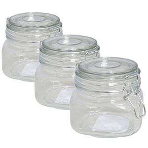 Gerim Set van 4x stuks glazen inmaakpotten/weckpotten met klemdeksel 400 ml -