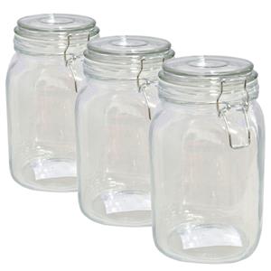 Gerim Set van 3x stuks glazen inmaakpotten/weckpotten met klemdeksel 1400 ml -