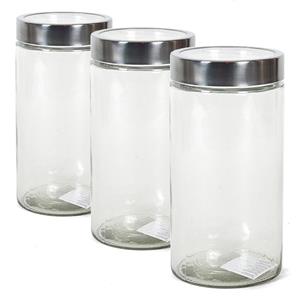 Gerim Set van 3x stuks glazen voorraadpotten/bewaarpotten met deksel 1.7 liter -