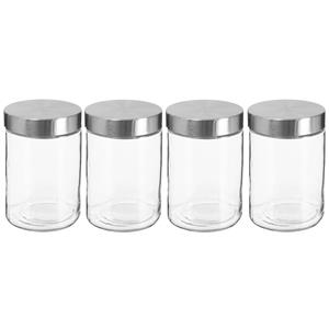 Secret de Gourmet 4x stuks voorraadbussen/voorraadpotten 1,2L glas met RVS deksel -