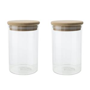 Cosy & Trendy Set van 3x stuks voorraadpotten/bewaarpotten 500 ml glas met houten deksel -