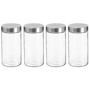 Secret de Gourmet 4x stuks voorraadbussen/voorraadpotten 1,7L glas met RVS deksel -