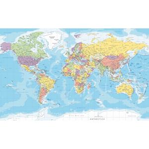 2x Posters politieke wereldkaart met landen voor op kinderkamer / school 84 x 52 cm -