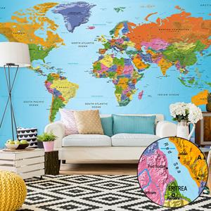 Karo-art Zelfklevend fotobehang - Wereldkaart: kleurrijke geografie, 490x280cm, premium print