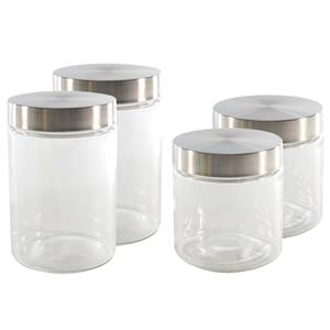 HI Set van 4x keuken voedsel opslag voorraadpotten glas in 2 formaten -