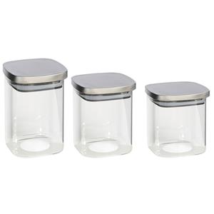 Gerim Set van 3x keuken voedsel opslag voorraadpotten glas in 3 formaten -