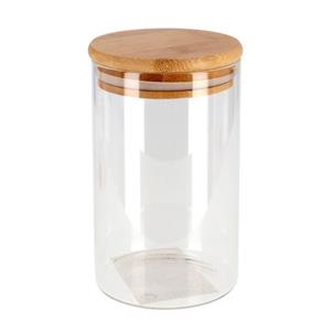 4x Luxe glazen bewaarpotten/voorraadpotten met houten deksel 1300 ml -