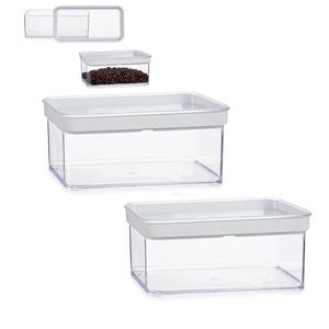 Gondol Plastics Set van 6x stuks keuken opslag voorraad bakjes transparant met deksel van 1.1 liter -