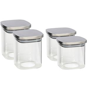 Gerim Set van 4x keuken voedsel opslag voorraadpotten glas in 2 formaten -