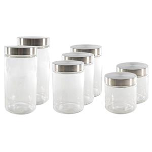 HI Set van 7x keuken voedsel opslag voorraadpotten glas in 3 formaten -