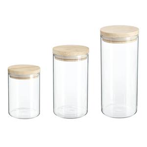 Secret de Gourmet Set van 6x keuken voorraadbussen/potten glas 0.6-1.0-1.3 Liter inhoud -