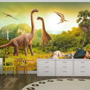 Karo-art Zelfklevend fotobehang - Dinosaurus, 8 maten, premium print, geen lijm nodig, instructie bijgesloten, water- en UV bestendig