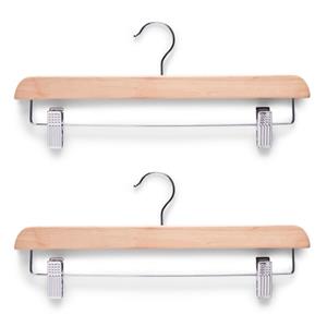 Zeller 2x Luxe houten broekhangers/cliphangers kledinghangers 36 cm -