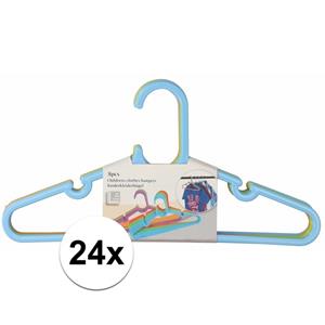 24x Kledinghangers voor kinder/babykleding blauw/groen/oranje 29 x 0,2 x 15 cm -
