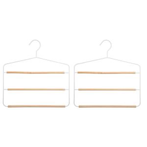 5five Set van 2x stuks luxe kledinghanger/broekhanger voor 3 broeken wit 35 x 36 cm -
