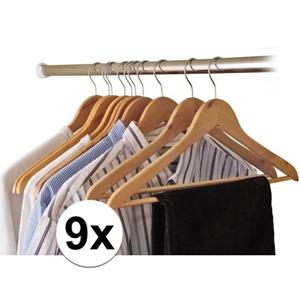 9x Houten kledinghangers -