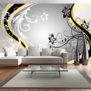 Karo-art Zelfklevend fotobehang - Abstracte bloemen, geel, 490x280, premium print