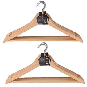 Set van 24x houten kledinghangers met broekstang -