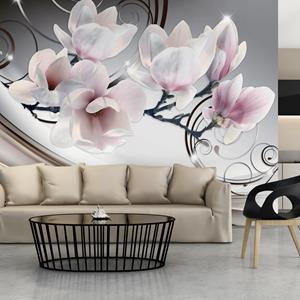 Karo-art Zelfklevend fotobehang - Schoonheid van Magnolia, roze/wit/grijs, 8 maten, premium print, geen lijm nodig, instructie bijgesloten, water- en UV bestendig