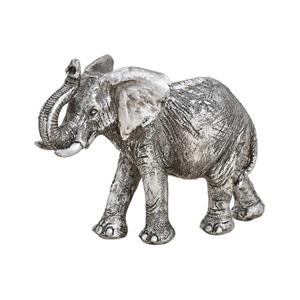 Olifant woondecoratie dieren beeldje zilver 16 x 12 x 6 cm -