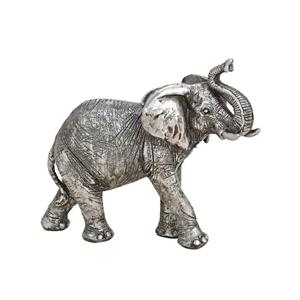 Merkloos Olifant woondecoratie dieren beeldje zilver 21 x 17 x 7 cm -