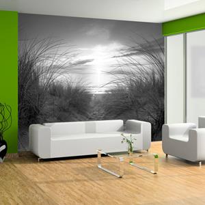 Karo-art Zelfklevend fotobehang - Strand in zwart-wit, 8 maten, premium print