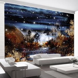 Karo-art Zelfklevend fotobehang - Magisch Bos in de nacht , Premium Print