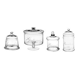 Secret de Gourmet Set van 4x snoeppotten/voorraadpotten 0,4L - 1L - 1,8L - 2L glas met deksel -
