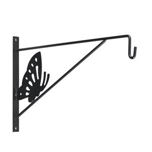 Nature Muurhaken met vlinder antraciet 24 x 35 cm - verzinkt staal - hanging basket haak -