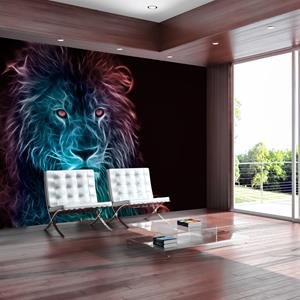 Karo-art Zelfklevend fotobehang - Leeuw in Abstract, Regenboog, Premium print