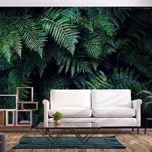Karo-art Zelfklevend fotobehang - Donkere Jungle , Bladeren , Premium Print